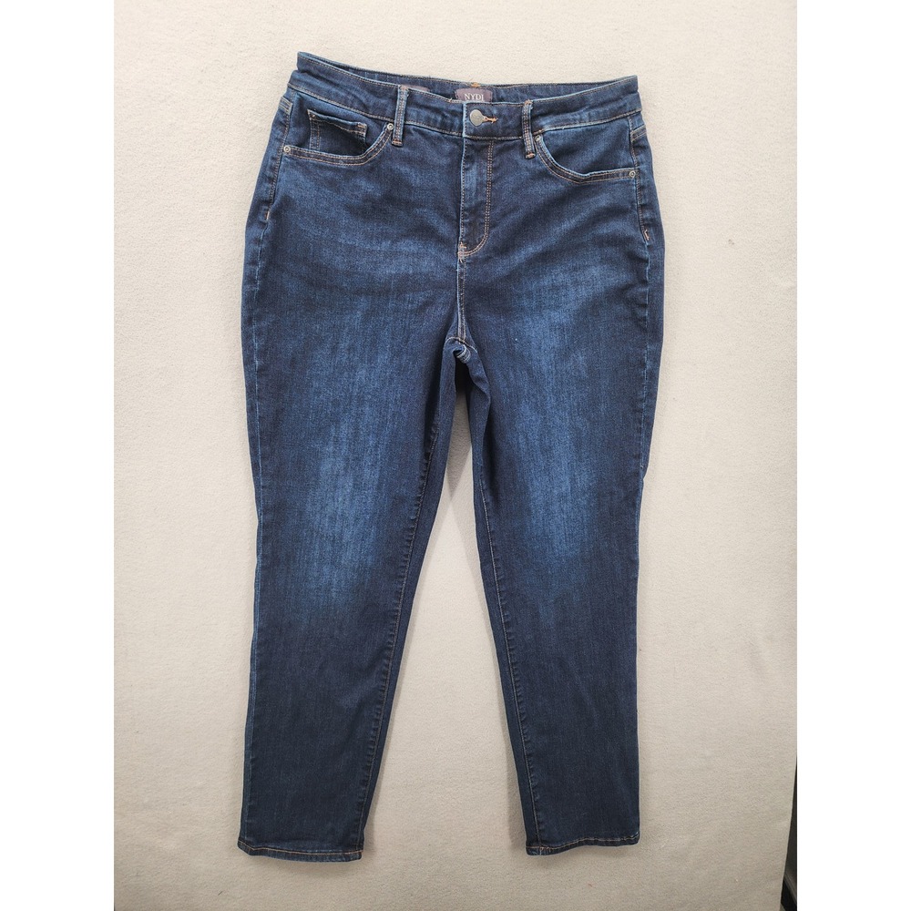 NYDJ Margot Girlfriend Jeans 12T Dark Wash Cool Embrace Stretch Denim Tall Blue